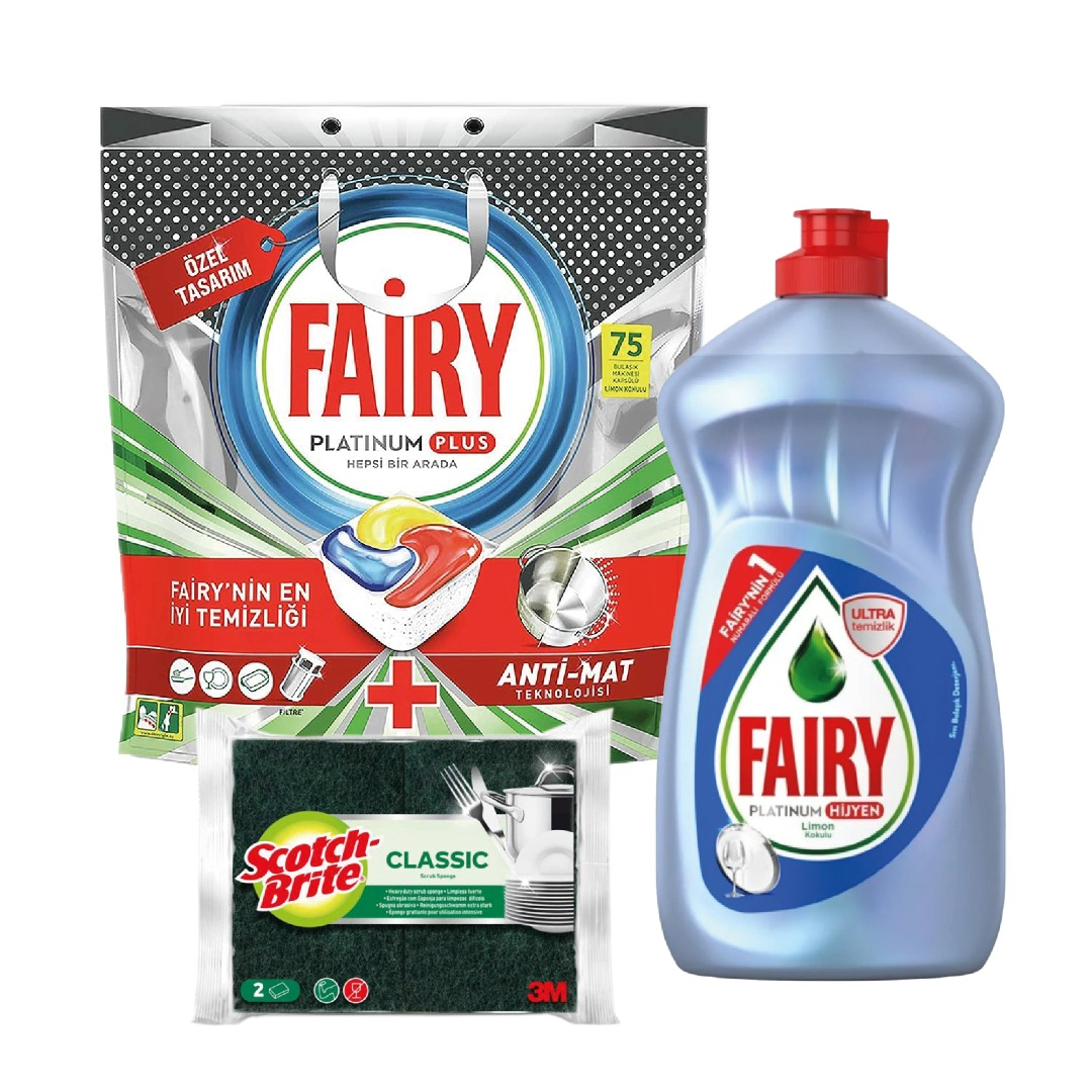 Fairy Platinum Plus Bulaşık Makinesi Tableti 75li + Hijyen Temizlik Seti  Hediyeli