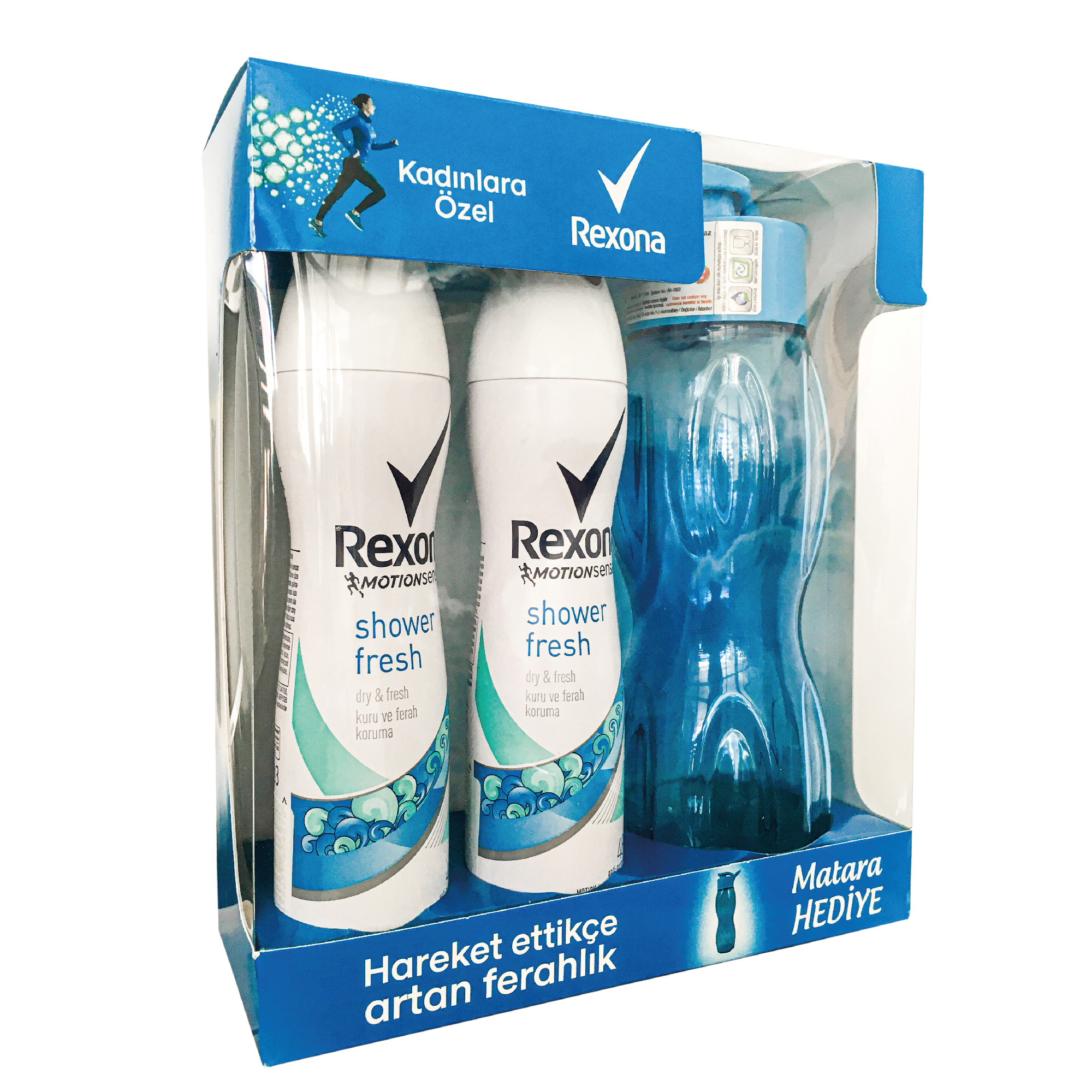 Rexona Shower Fresh Kadın Deodorant 2x150 Ml + Su Matarası Hediyeli