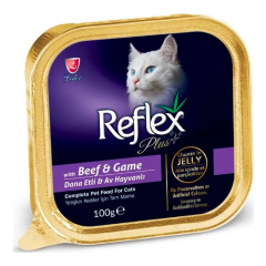 Reflex Plus Parça Etli Dana Eti ve Av Hayvanlı Konserve Kedi Maması 100 Gr
