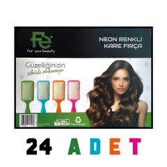Fe Neon Renkli Kare Saç Fırçası 24 Adet