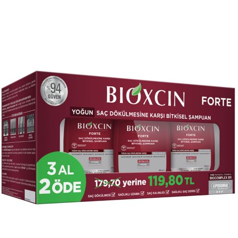 Bioxcin Forte Şampuan 300ml 3lü Tüm Saç Tipleri için 