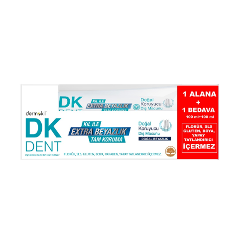 Dermokil DK Dent Klasik Diş macunu 100 ml + 100 ml 1 Alana 1 Bedava