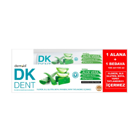 Dermokil DK Dent Aloe Vera Diş Macunu 100 ml + 100 ml 1 Alana 1 Bedava