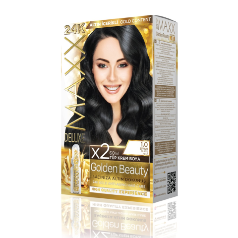 Maxx Deluxe Golden 24k 1.0 Siyah Altın İçerikli Saç Boyası 