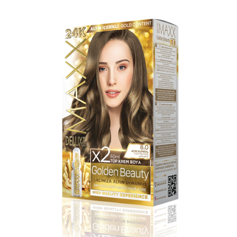 Maxx Deluxe Golden 24k 8.0 Açık Kumral Altın İçerikli Saç Boyası