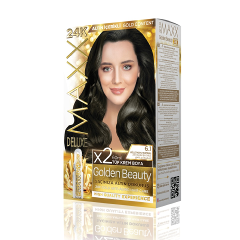 Maxx Deluxe Golden 24k 6.1 Küllü Koyu Kumral Altın İçerikli Saç Boyası