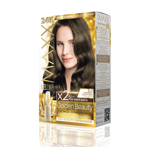 Maxx Deluxe Golden 24k 6.11 Yoğun Koyu Küllü Kumral Altın İçerikli Saç Boyası
