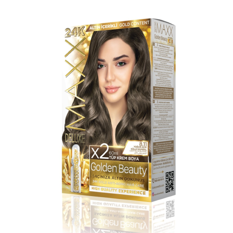 Maxx Deluxe Golden 24k 8.11 Yoğun Açık Küllü Kumral Altın İçerikli Saç Boyası