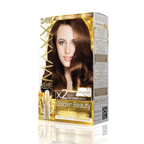 Maxx Deluxe Golden 24k 7.7 Koyu Karamel Altın İçerikli Saç Boyası