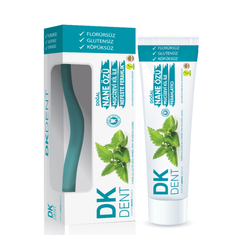 Dermokil DK Dent Vegan Nane Özlü Florürsüz Diş Macunu 75 ml Diş Fırçası Hediyeli