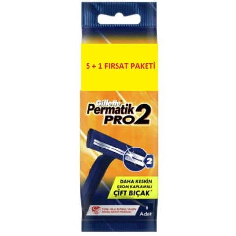 Gillette Permatik Pro 2 Tıraş Bıçağı 6'lı Poşet