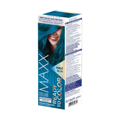 Maxx Deluxe Yarı Kalıcı Saç Boyası Mavi 2x50 ml