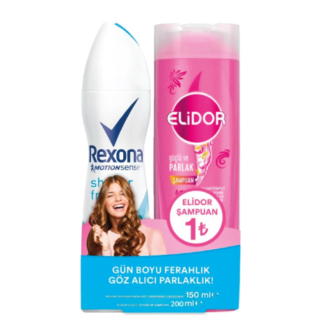 Rexona Shower Fresh Kadın Deodorant 150 ml + Elidor Şampuan 200 ml Set