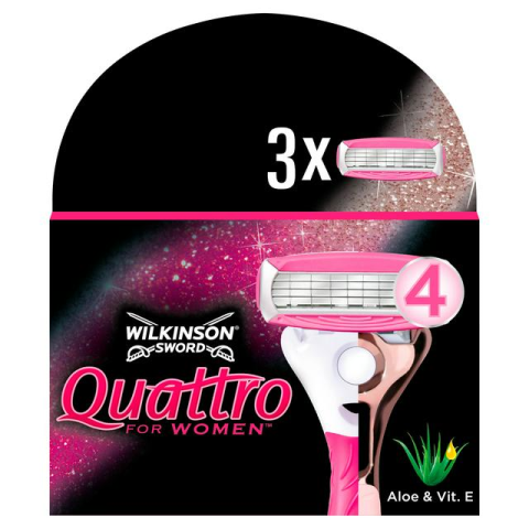 Wilkinson Sword Quattro Kadın Tıraş Bıçağı Yedeği 3'lü Paket