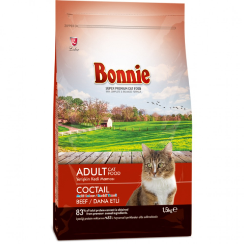 Bonnie Coctail Renkli Taneli Yetişkin Kedi Maması 1.5 Kg