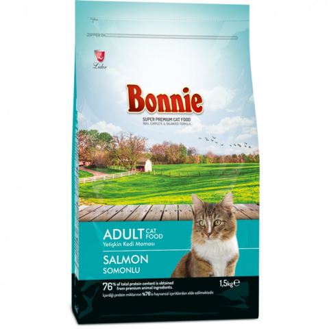 Bonnie Somonlu Yetişkin Kedi Maması 1.5 Kg