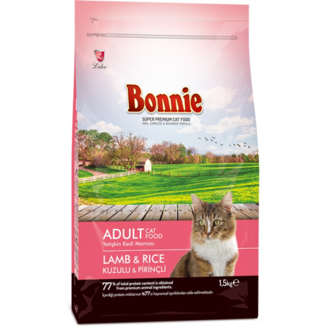 Bonnie Kuzulu & Pirinçli Yetişkin Kedi Maması 1.5 Kg