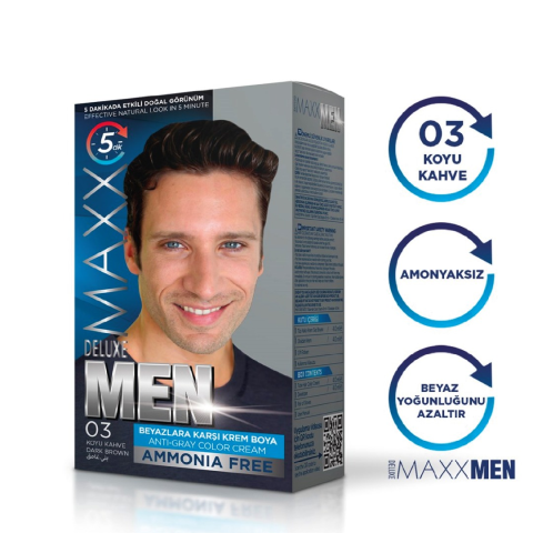Maxx Deluxe Men Erkek Saç Boyası 03 Koyu Kahve Dark Brown