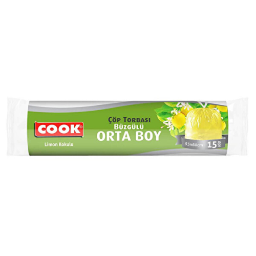 Cook Limon Kokulu Orta Boy Çöp Torbası (15 Ad/Rulo) 55 Cm x 60 Cm