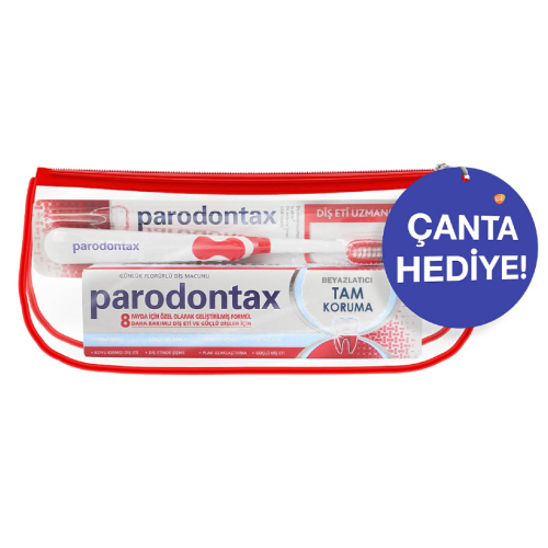 Parodontax Beyazlatıcı Tam Koruma Diş Macunu 75 ml + Diş Fırçası Çanta Hediyeli