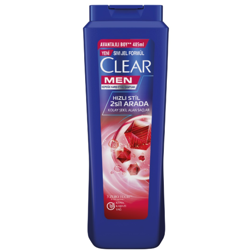 Clear Men Şampuan Kepeğe Karşı Etkili Hızlı Stil 2si1 Arada 485ml