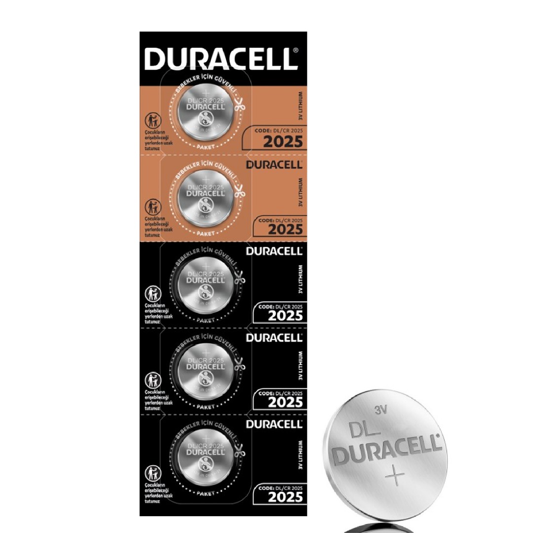 Duracell Düğme Cr 2025 Lityum Pil 5'Li 3V
