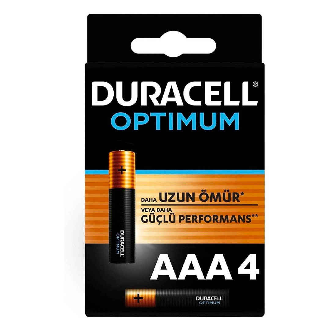 Duracell Optimum AAA Alkalin İnce Pil 1.5 V LR03 4’lü Paket