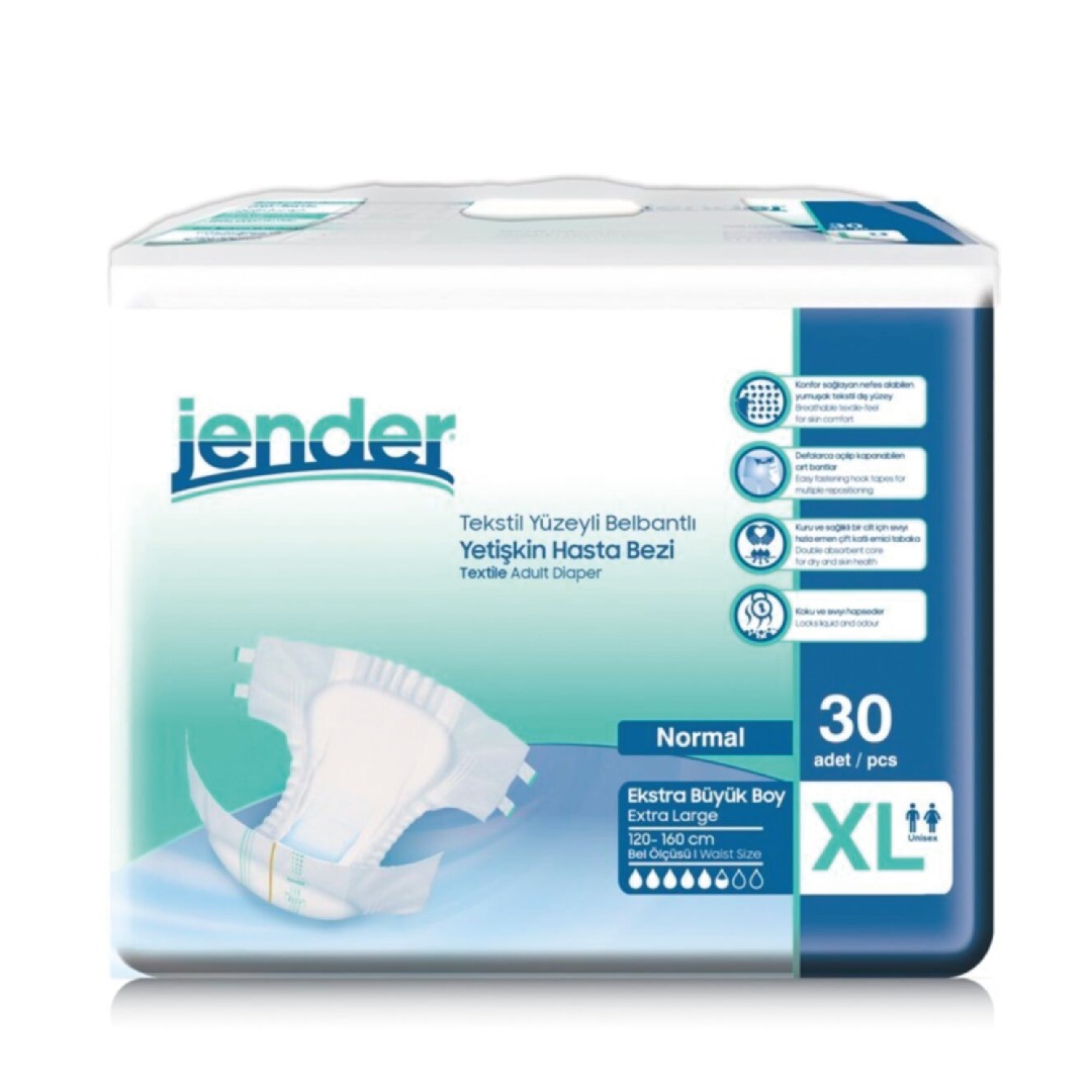 Jender Tekstil Yüzeyli Bel Bantlı Yetişkin Hasta Bezi XLarge 30’lu Paket