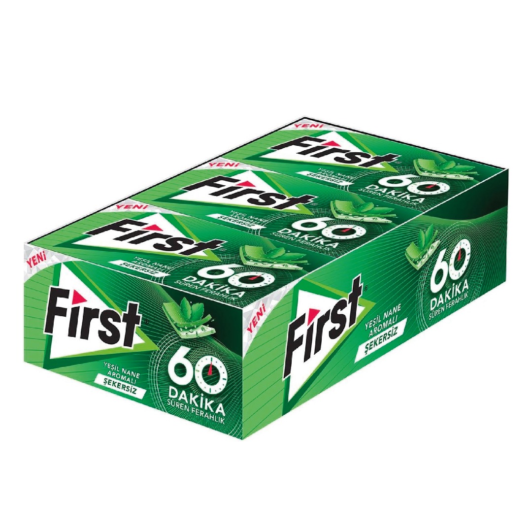 First Sensations Yeşil Nane Aromalı Şekersiz Tatlandırıcılı Sakız 27 gr 12'li Paket