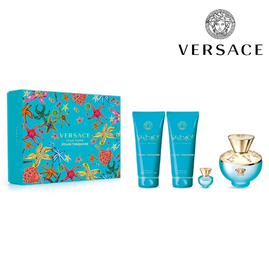 Versace Dylan Turquoise Pour Femme Kit Body Gel 100ML + Shower Gel 100ML + Eau De Toilette 100ML