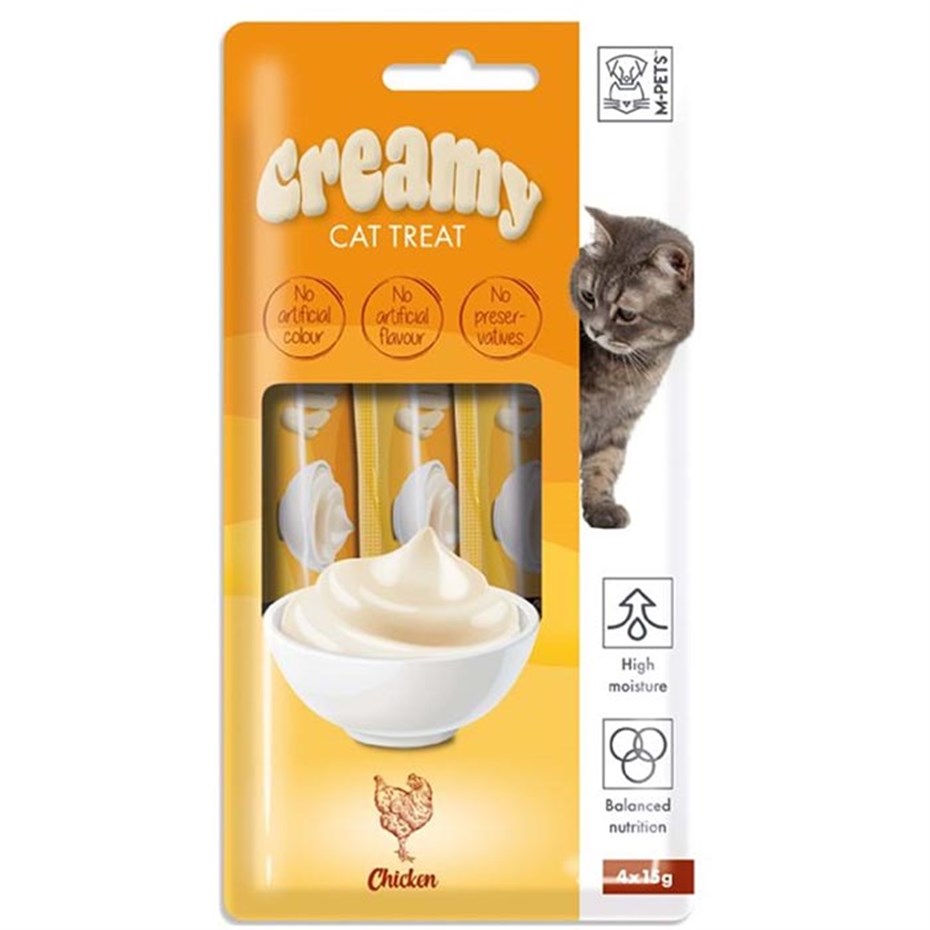 M-Pets Creamy Tavuklu Sıvı Kedi Ödül Maması 4x15 gr