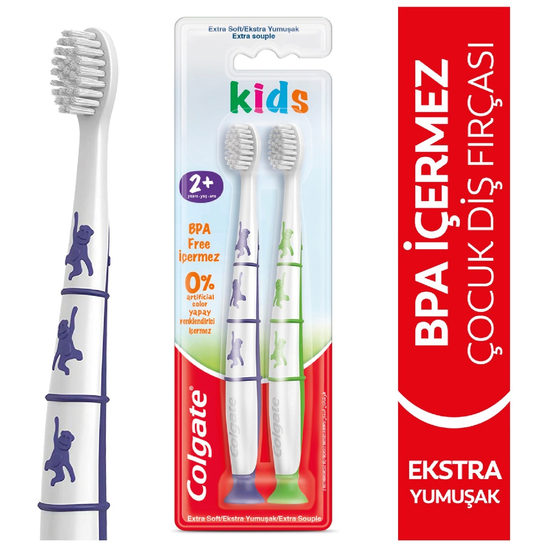 Colgate 2+ Yaş Yapışkan Tabanlı Ekstra Yumuşak Bpa İçermeyen Çocuk Diş Fırçası