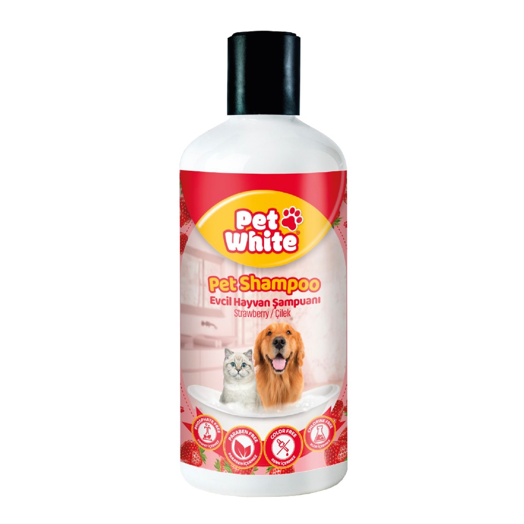 Pet White Kedi Köpek Evcil Hayvan Şampuanı Çilek Kokulu 500 ml