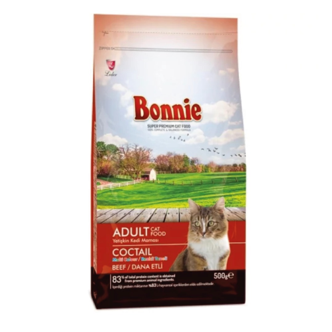 Bonnie Coctail Renkli Taneli Dana Etli Yetişkin Kedi Maması 500 gr